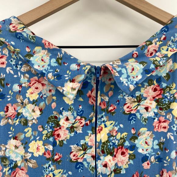 Lindy Bop Ophelia Dress Floral Print Vintage Inspired Retro Fit & Flare Blue 3XL - Picture 7 of 10